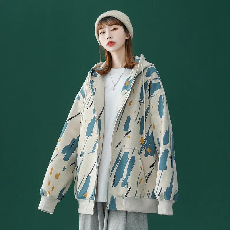 卫衣开衫卫衣春冬季oversize宽松卫衣女ins潮薄外套vibe风棒球服加厚