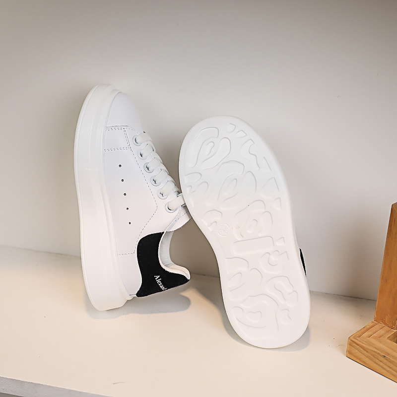 迪士尼disney官方品牌儿童麦昆小白鞋真皮年春季新款女童白色休闲鞋