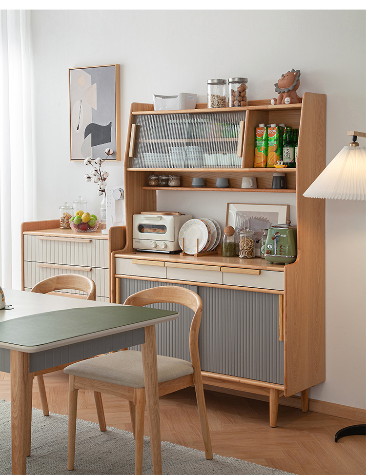 祥茂恒日式实木餐边柜一体靠墙高柜窄餐桌边厨房储物柜置物柜收纳茶水