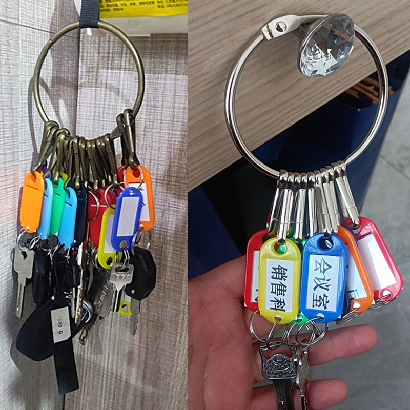 包租婆钥匙盘钥匙收纳包租婆金属圆盘带标记牌钥匙环大圈扣环钥匙扣圈