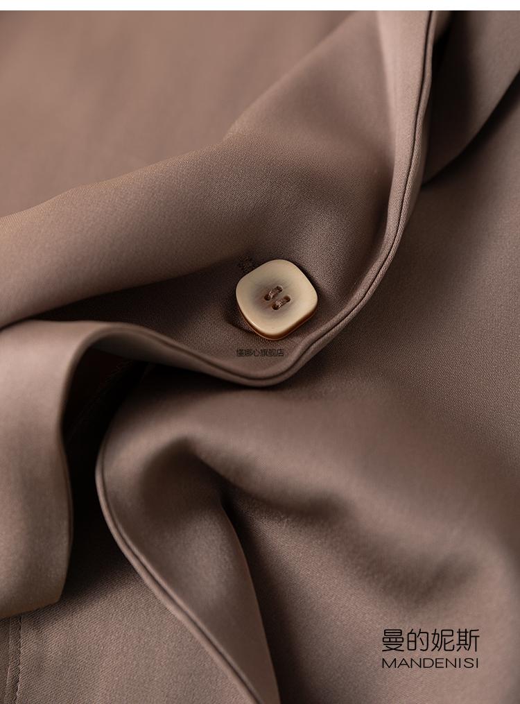 真丝外套女长袖桑蚕丝西装上衣薄西服女19姆米弹力双乔缎凉爽白色小七