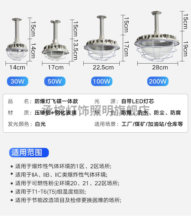 通用led防爆灯仓库厂房加油站照明工业车间隔暴e27灯泡耐高温灯罩 m