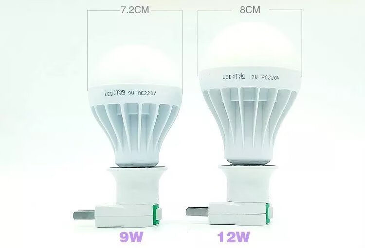 12，LED小夜燈喂嬭燈牀頭燈自帶插頭插座開關兩用燈座 #*白光 3W 2個燈泡+2個燈座