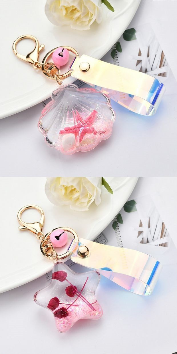 熹卡龙新品水晶钥匙扣挂件流沙亚克力入油海洋生物微景观钥匙扣挂件