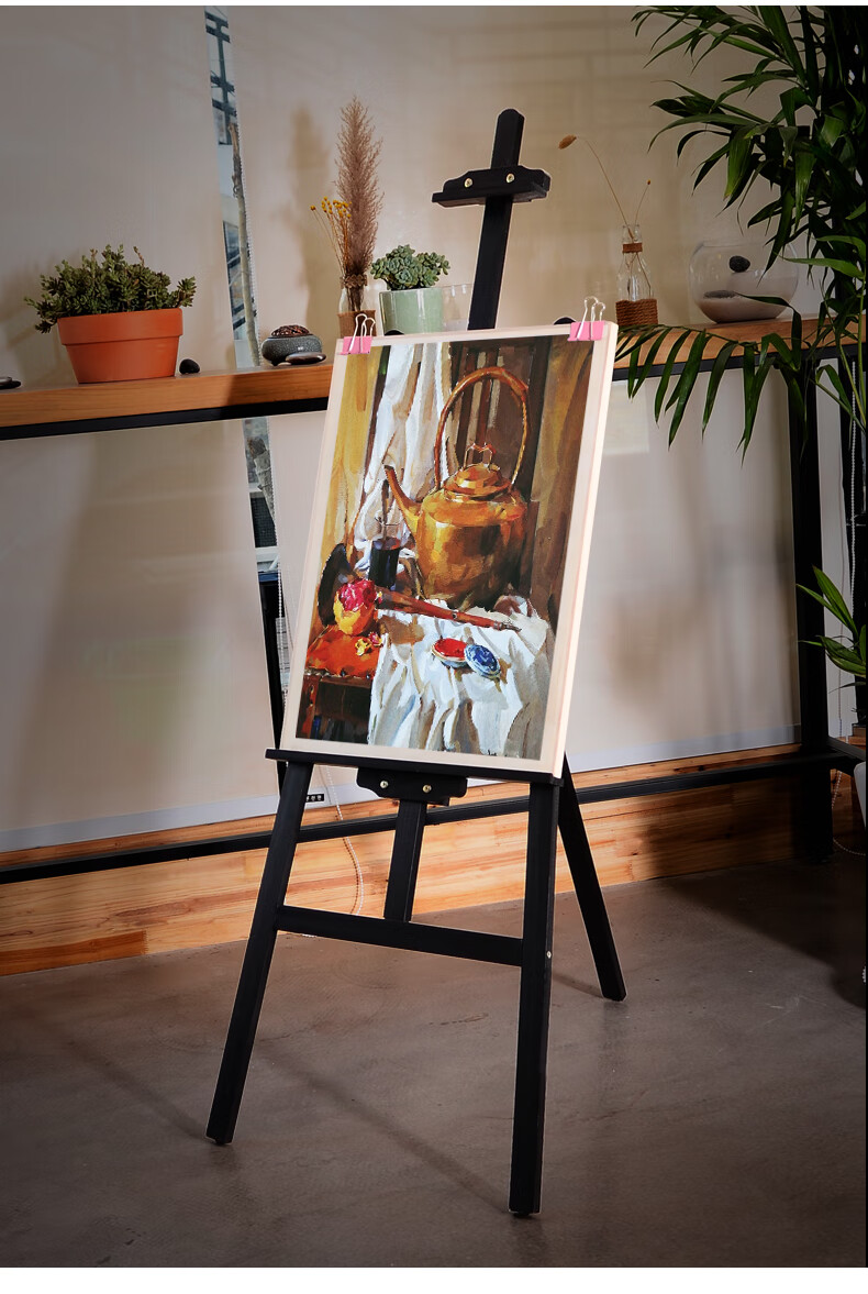 5米黑色画架画板套装多功能4k素描绘画板写生4开木制油画架子实木木质