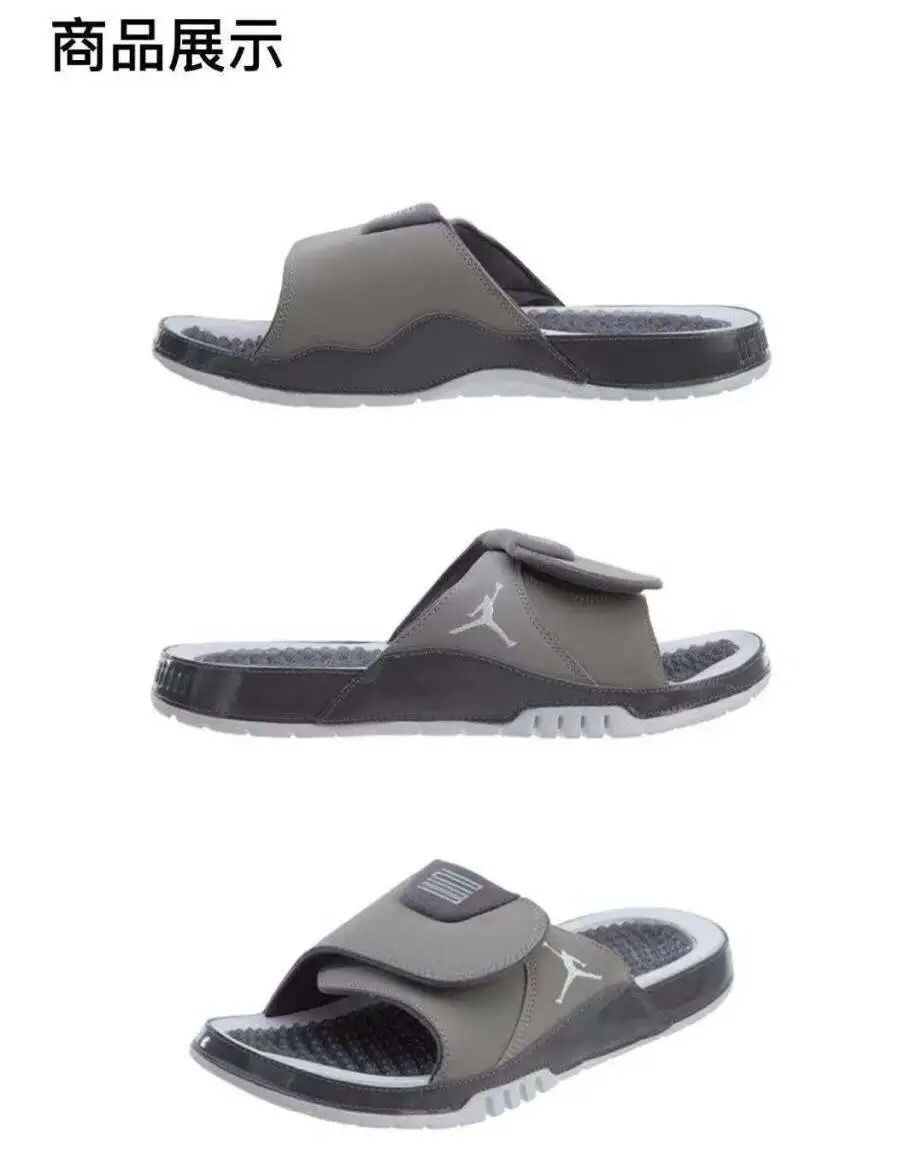 男女乔aj11代魔术贴运动休闲防滑沙滩学生运动户外凉拖鞋 黑白 康扣