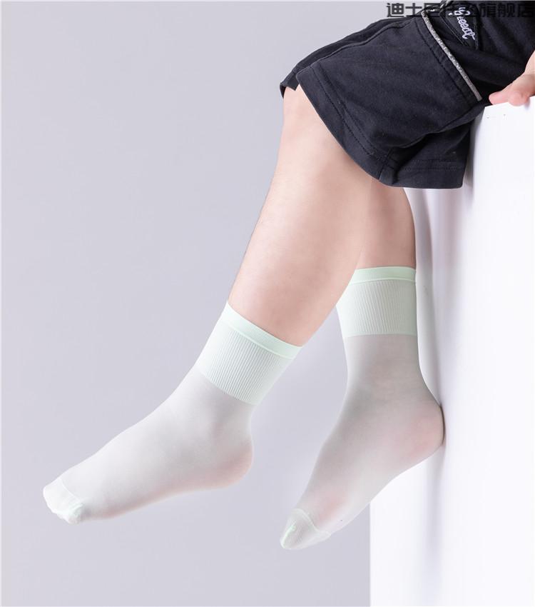 迪士尼(disney)夏季防勾丝儿童薄款男童童短丝袜白色冰丝糖果袜宝宝