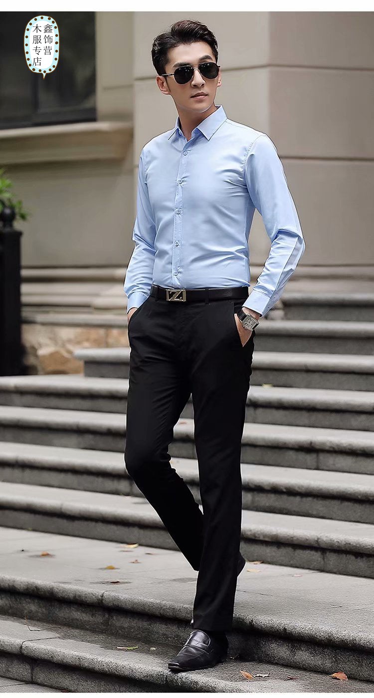 诗翁shiweng伴郎服装男兄弟套装团服白衬衫男西裤长袖衬衣男领带结