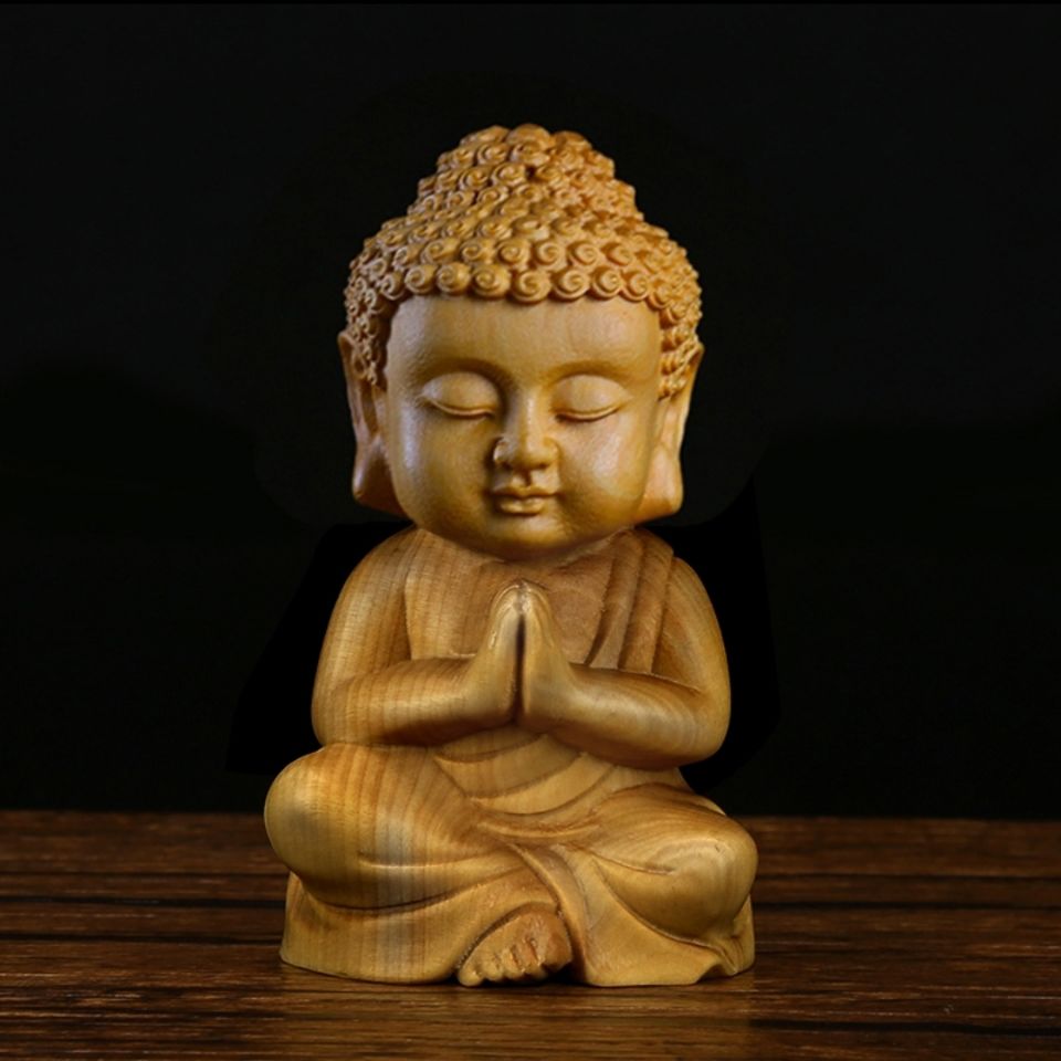 崖柏木雕小如来佛像释迦手把件文玩工艺品摆件木质雕刻礼品装饰品