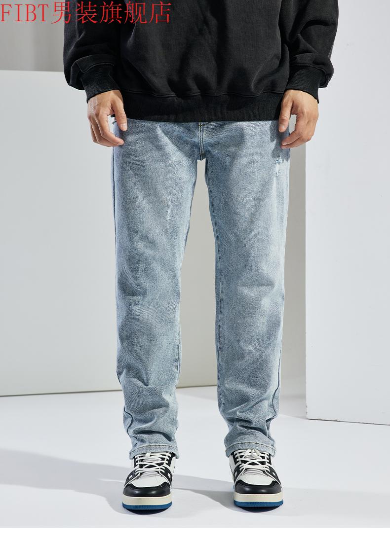 预售fibt联名酷奇chinismfwch破洞做旧牛仔裤男潮流美式高街潮牌水洗