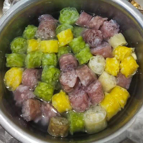 蔬菜味面藕彩色面藕面制品素麦筋素面面圈凉拌沾串吃果蔬面藕500g