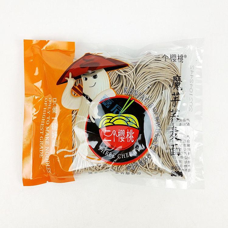 三个樱桃荞麦面400g6袋待煮凉拌半干湿面条美味健身肪荞麦面400g6袋