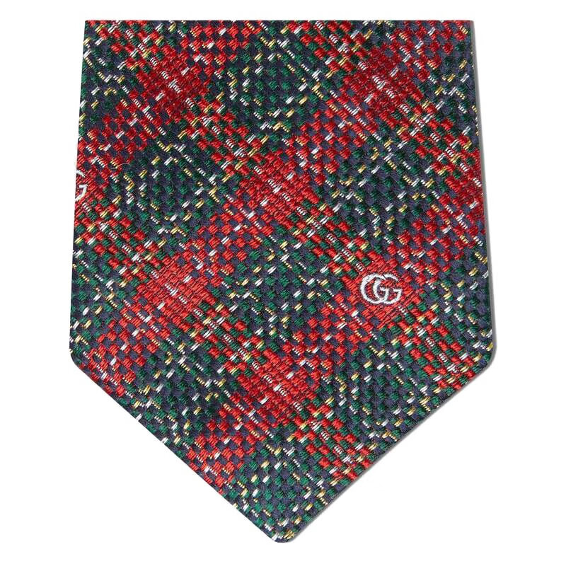 gucci古驰男士千鸟格真丝领带代购预售 4e002 3174红色预售【图片