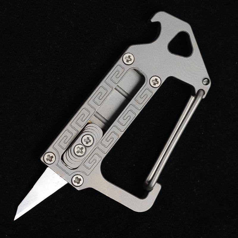 钛合金钥匙扣拆快递多功能挂扣迷你开瓶器美工雕刻刀随身小刀精美钛扣