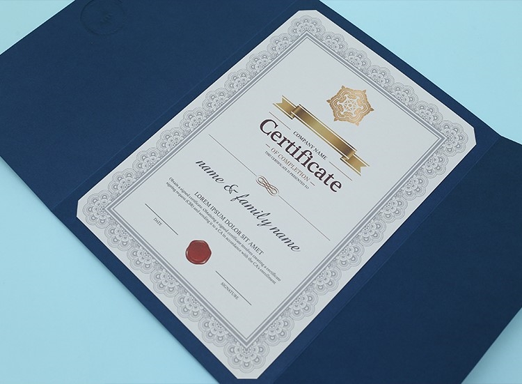 猛仕将定制捐赠荣誉证书封皮a4毕奖状信封授权聘书培训结业烫金外壳