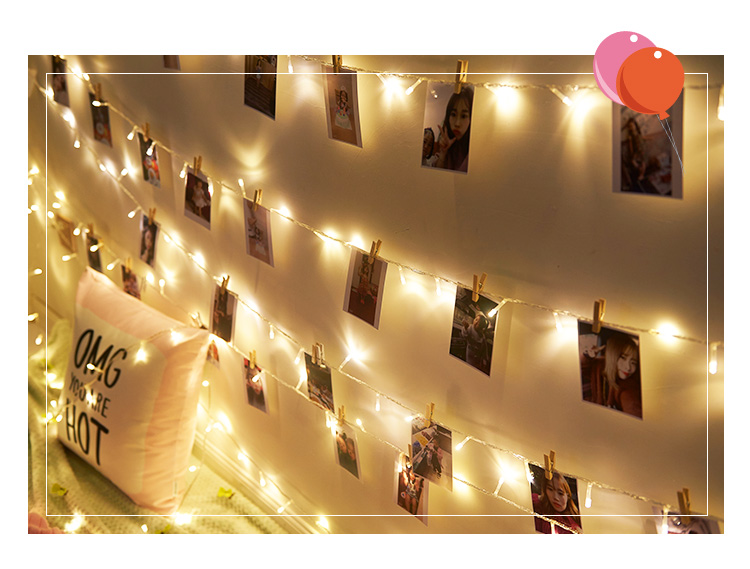 网红照片墙装饰夹子麻绳冲印打印相片少女心悬挂卧室墙面相框挂墙