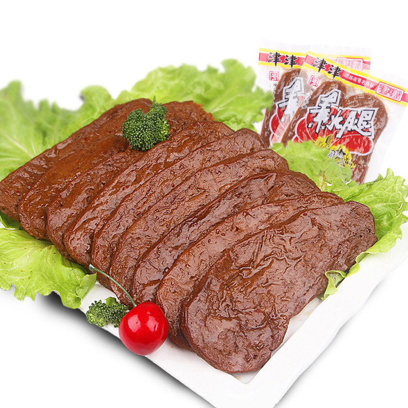 津津素火腿苏州土特产素肉素食仿荤小吃豆腐干制品素鸡零食70g*10