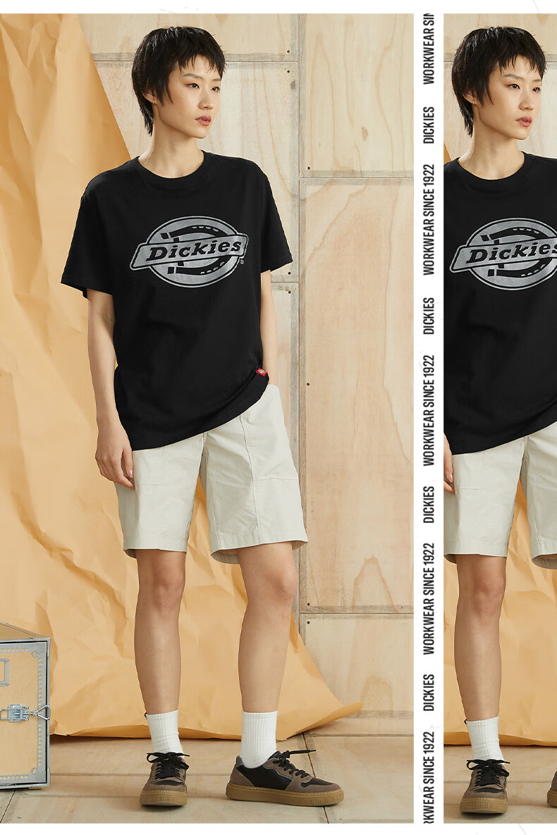 dickiest恤男22春夏纯棉清爽舒适宽松休闲居家上衣t恤dk010370黑色xl