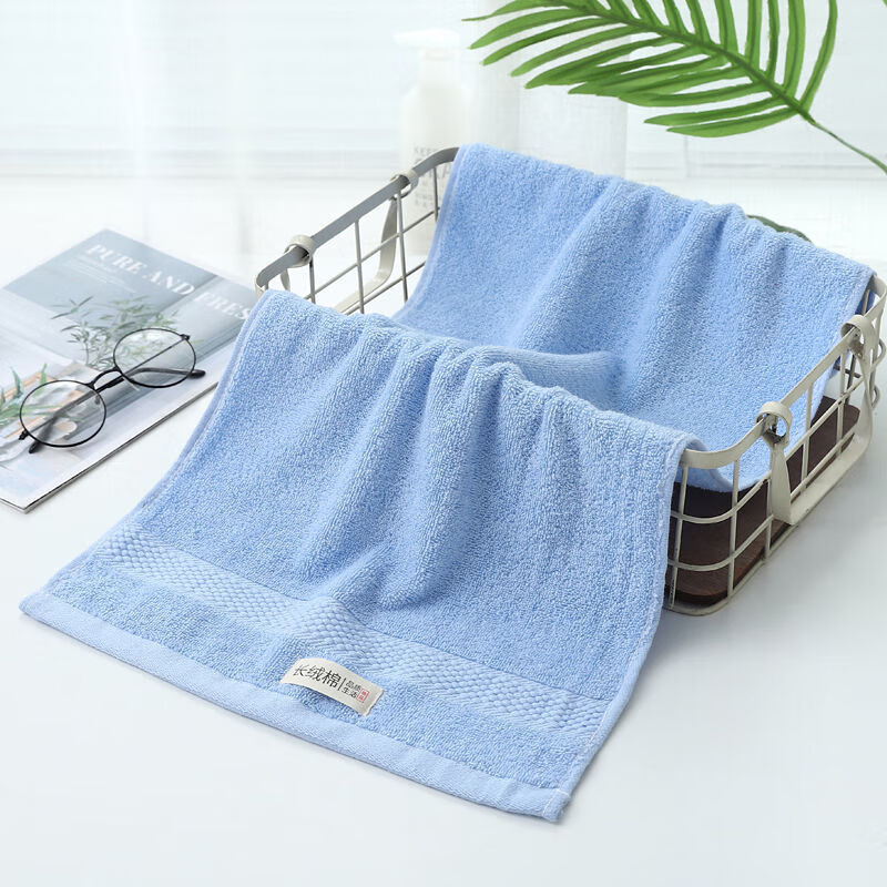 纯棉毛巾不掉毛全棉洗脸巾吸水柔软洗澡男女擦脸巾批发纯棉浅蓝色1条