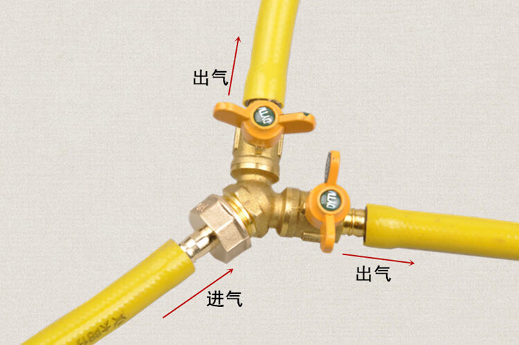 全铜加厚燃气三通阀煤气阀门y型天然气开关羊角阀4分三通球阀一插口两