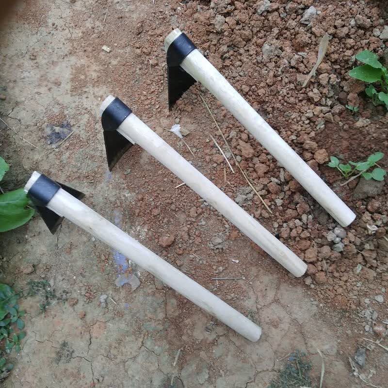 种花工具除草耙子户外种菜挖笋园林加重农用锄木柄小锄头加长柄80厘米