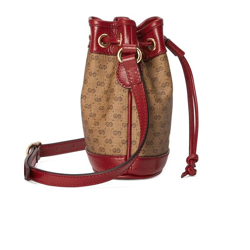 gucci/古驰联名系列迷你水桶包帆布印花抽绳水桶包15.5*17*4.
