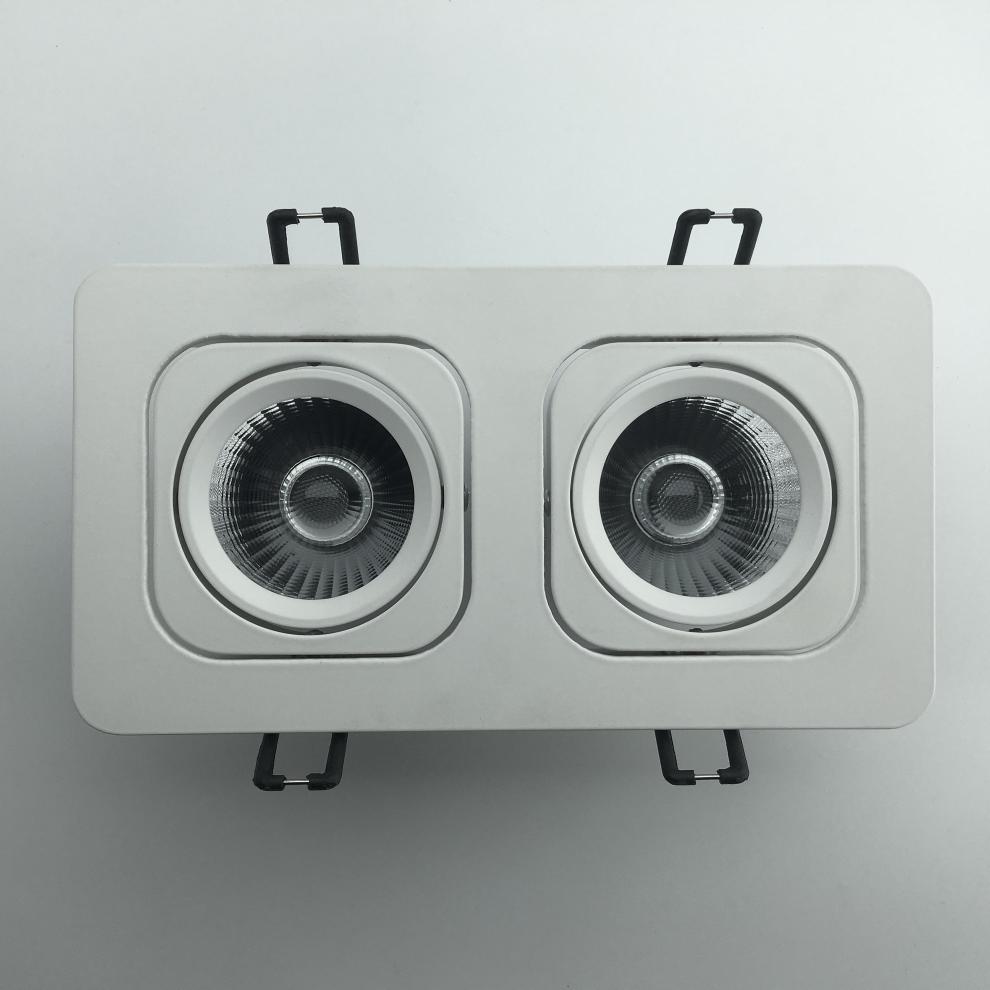 致仕(zisiz)led7w大射灯单头双头双孔家用嵌入式方形豆胆双眼格栅灯