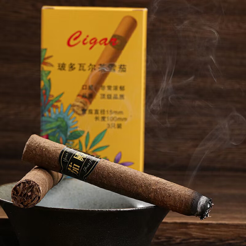 茶雪茄古巴玻多瓦尔男女士粗单支黑魔鬼老船长手工雪茄淡奶香黑魔鬼粗