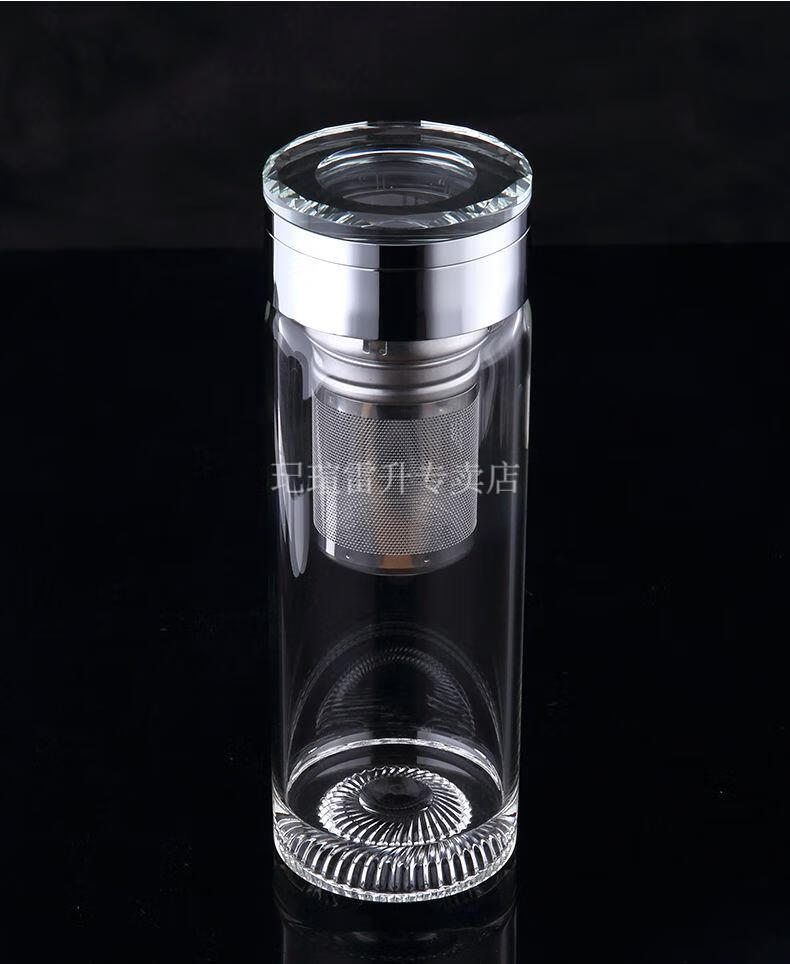 钢化玻璃杯带刻度防摔水晶单层玻璃杯大容量男双层便携茶水分离水杯女