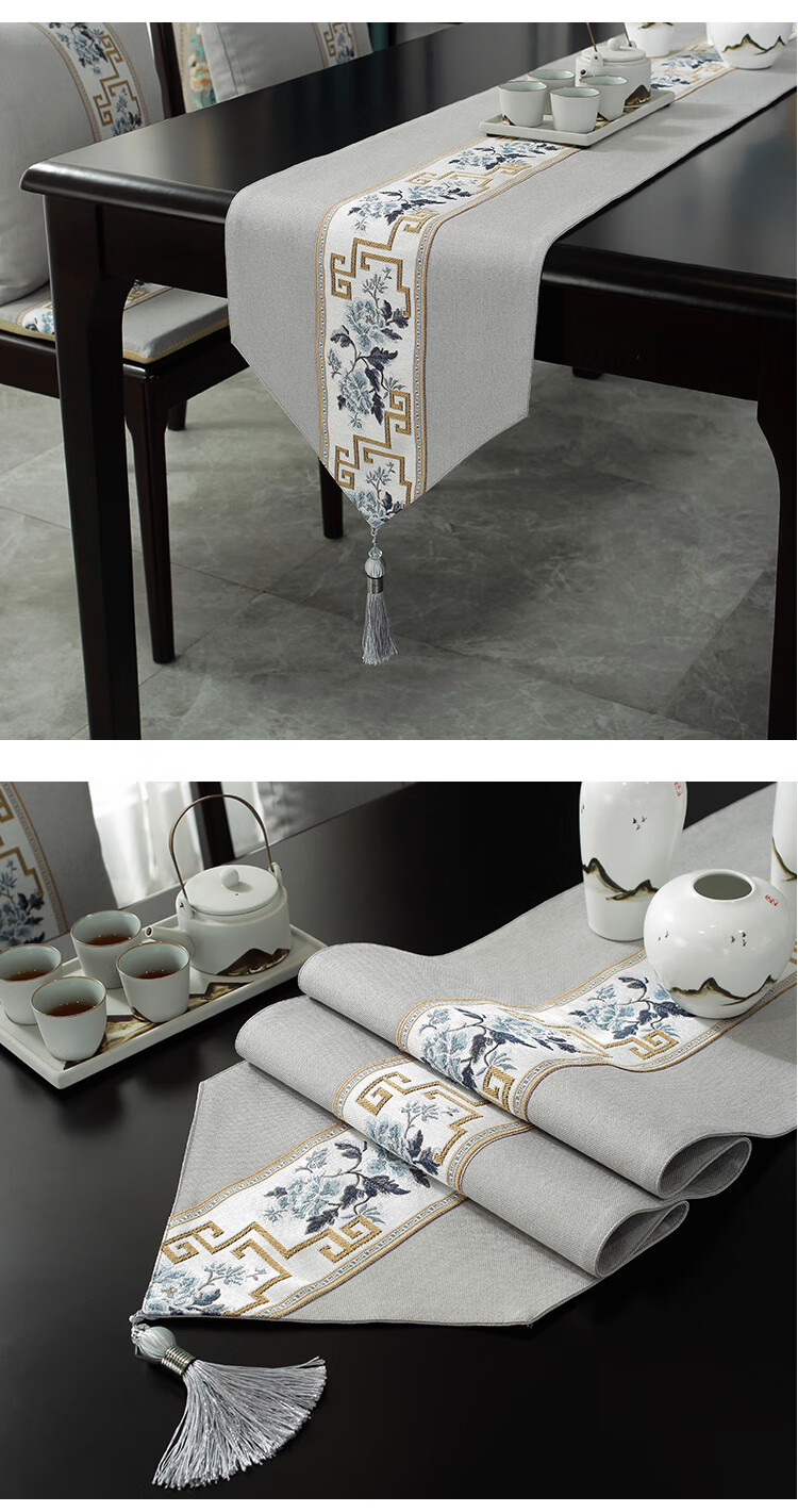 新中式禅意茶席餐桌桌旗棉麻桌旗新中式禅意茶几桌布感茶布轻奢高端