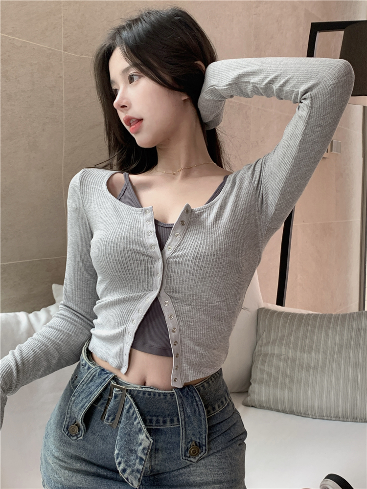 露肚脐外套女春天辣妹炸街短款开衫网红修身长袖ins超火上衣叠穿开衫