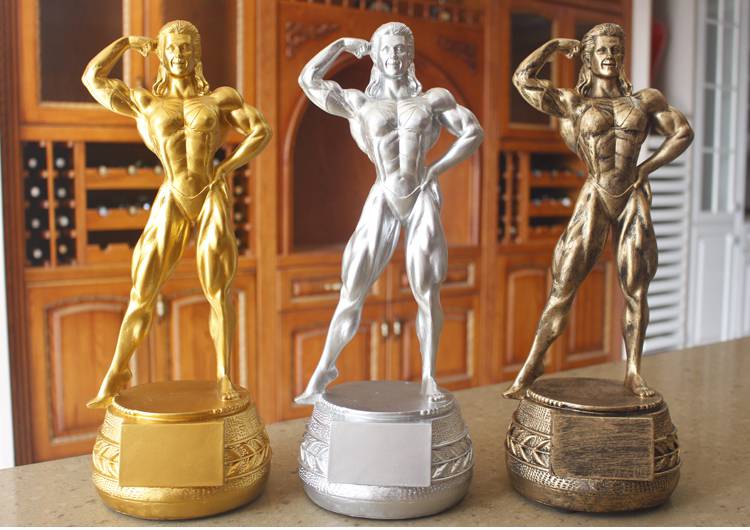 健身肌肉摆件 自我雕琢雕塑摆件健美比赛刻字奖杯健身房装饰品树脂