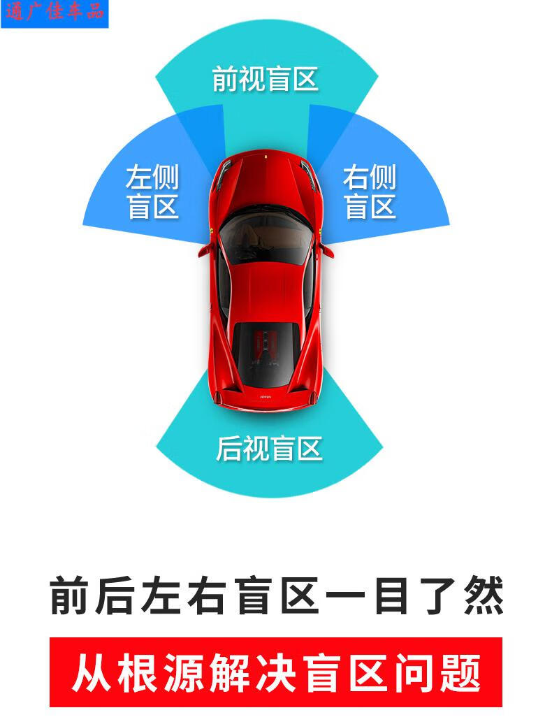 汽车粘贴式车载右视盲区前左右后视四路全景影像摄像头高清防水7寸
