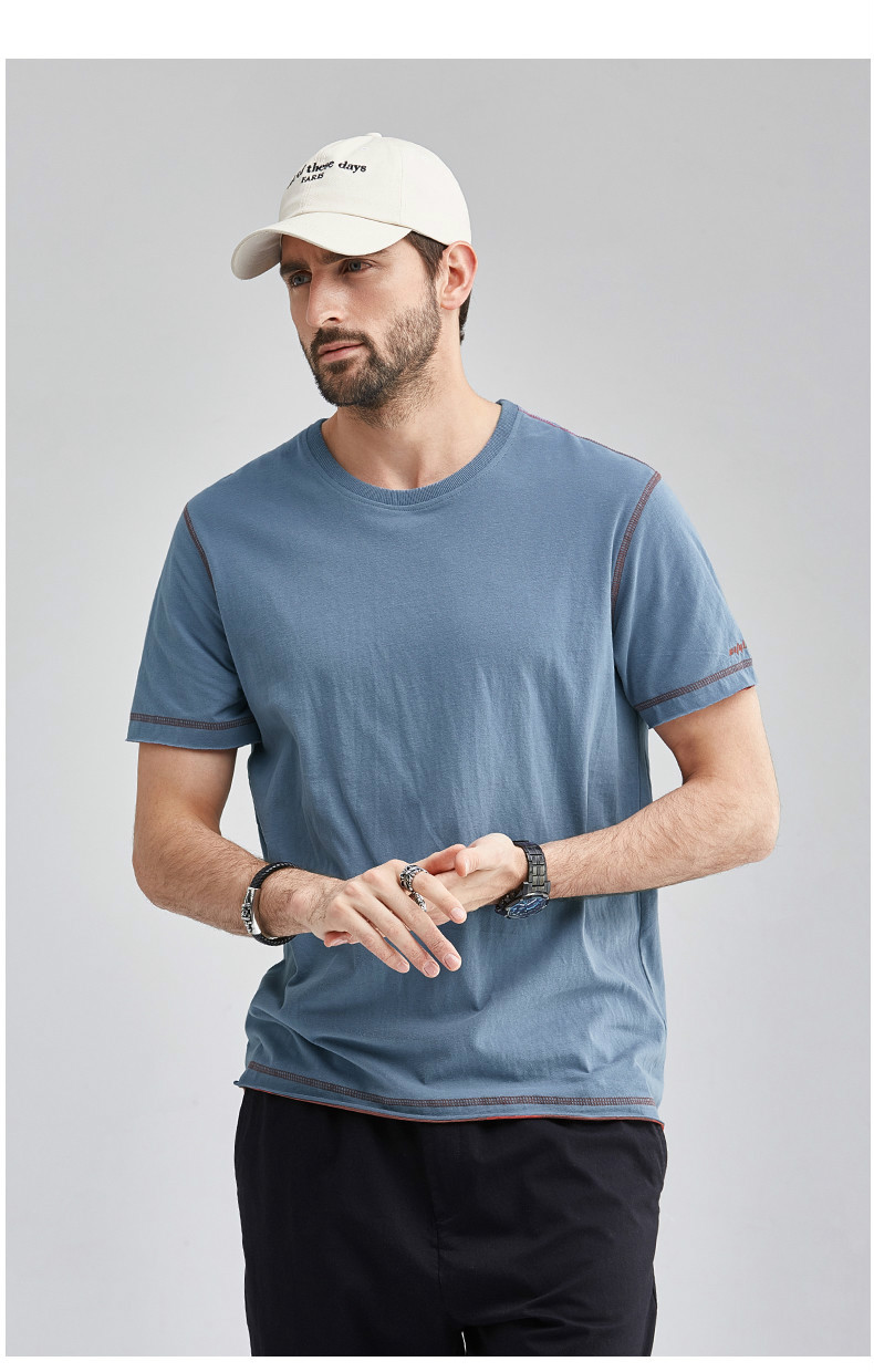 韩酷森(hoonkose)轻奢品牌短袖t恤男纯棉半袖2020夏季新款圆领宽松