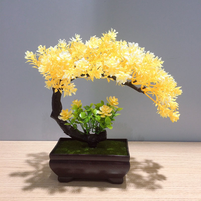 现货直发月牙仿真花盆栽假花塑料花盆景客厅装饰酒柜桌摆件家居装饰