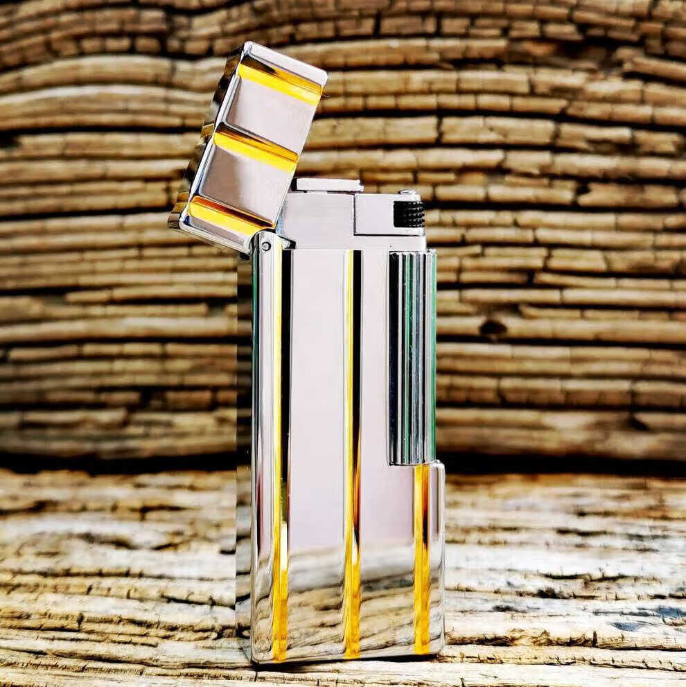 英国dunhill登喜路打火机经典长条窄机侧滑砂轮手工纯铜液压拉杆复古