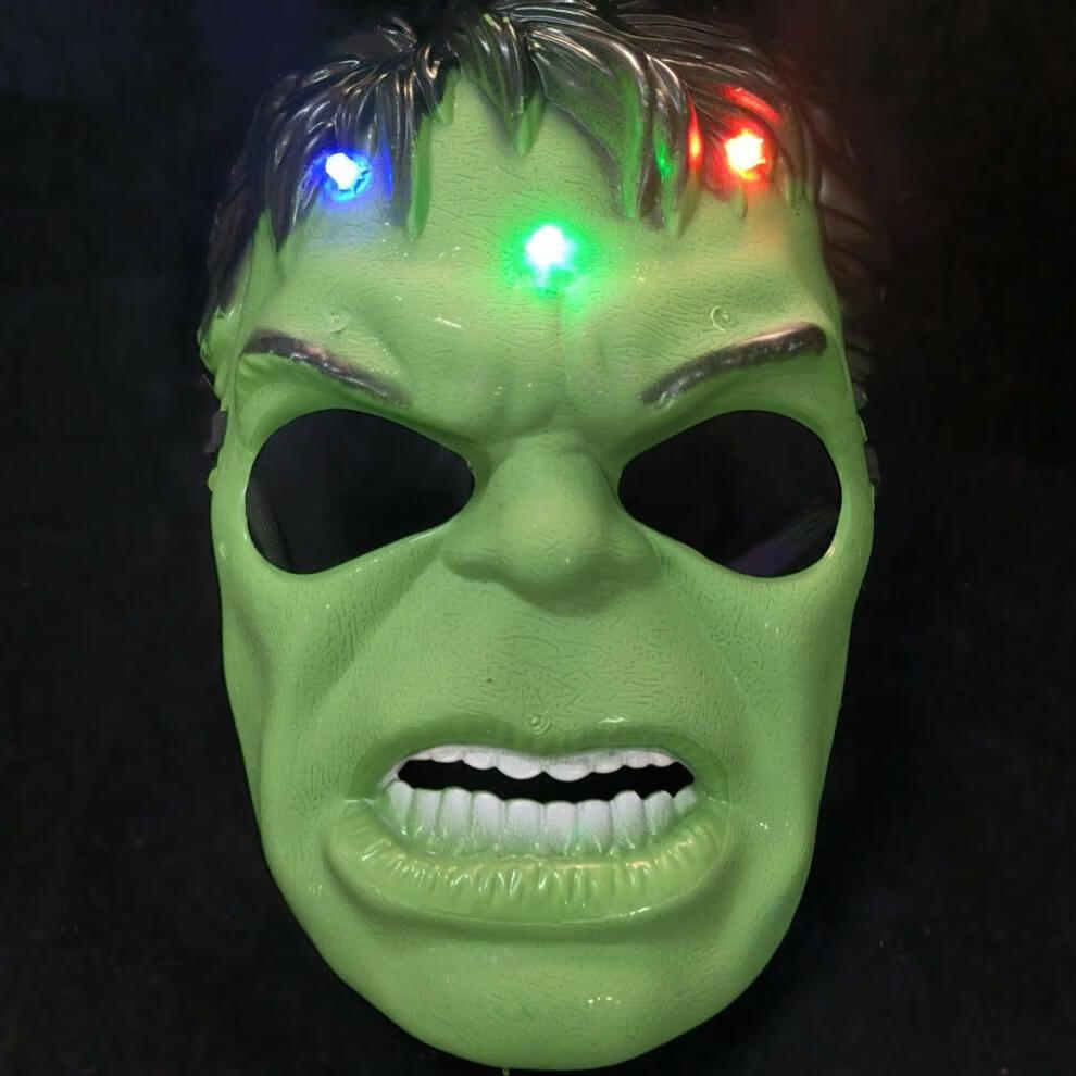 钢铁侠电子的面具 蜘蛛侠面具儿童发光玩具小男孩美国队长盾牌面罩