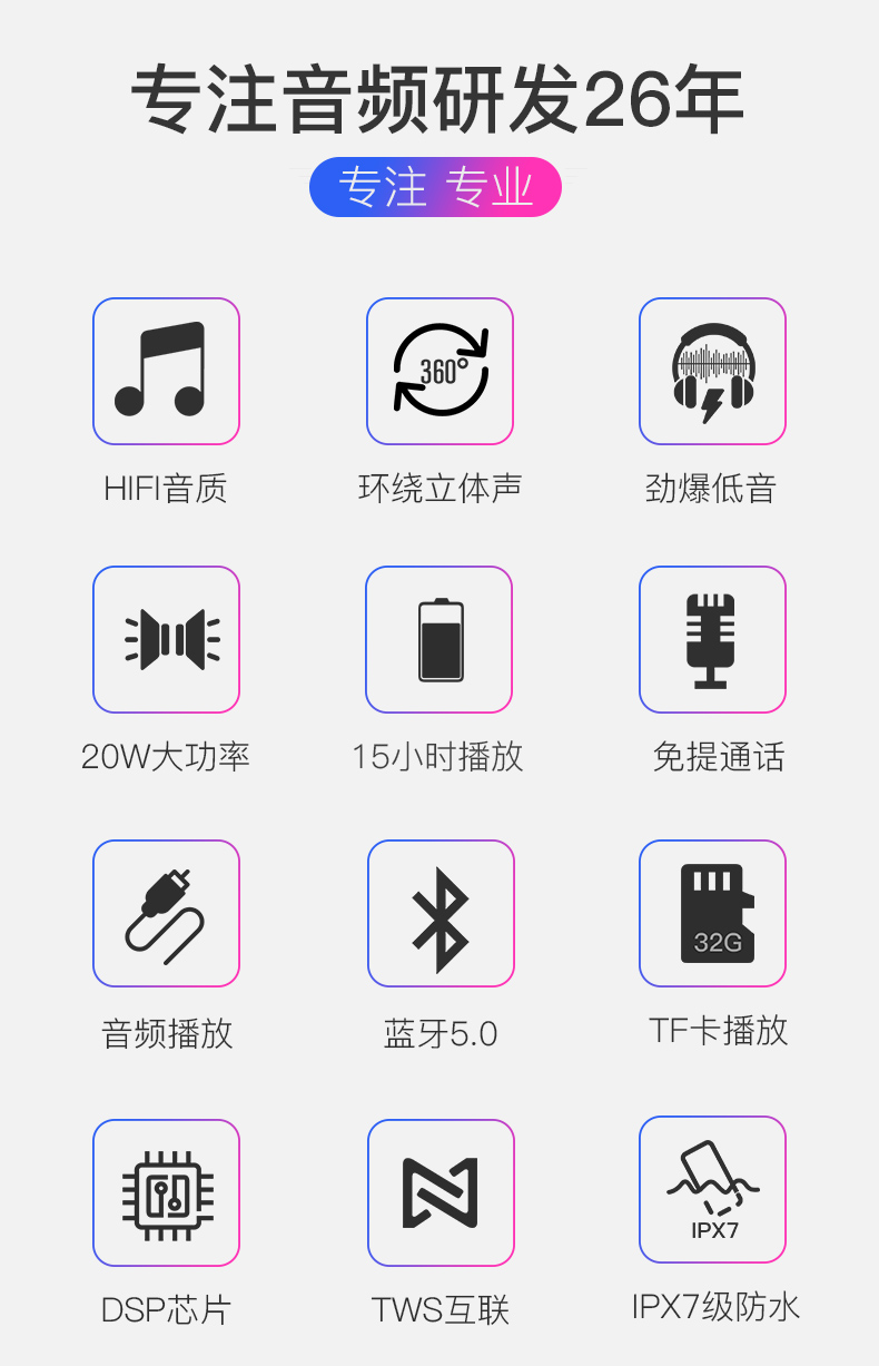 雷登x11 蓝牙音箱重低音大音量无线3d环绕家用hifi立体声手机车载户外
