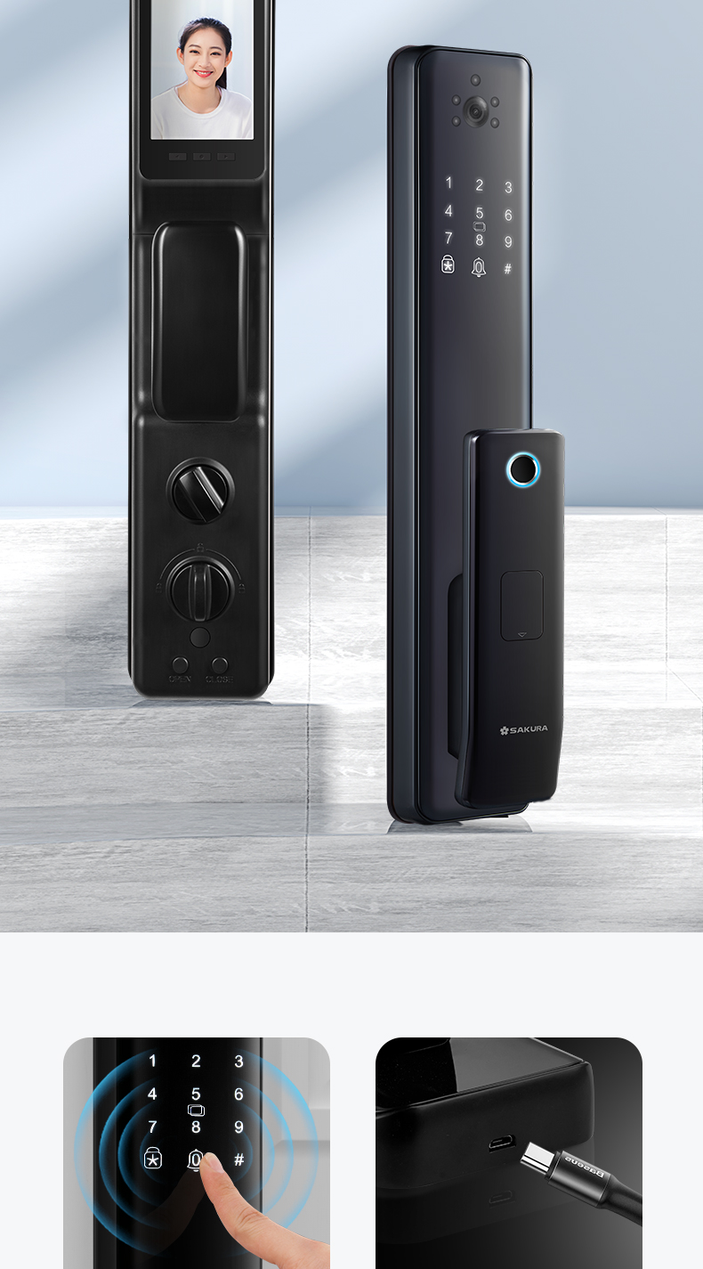 2022新款樱花智能指纹锁家用防盗门电子可视猫眼门锁密码锁自动通用型