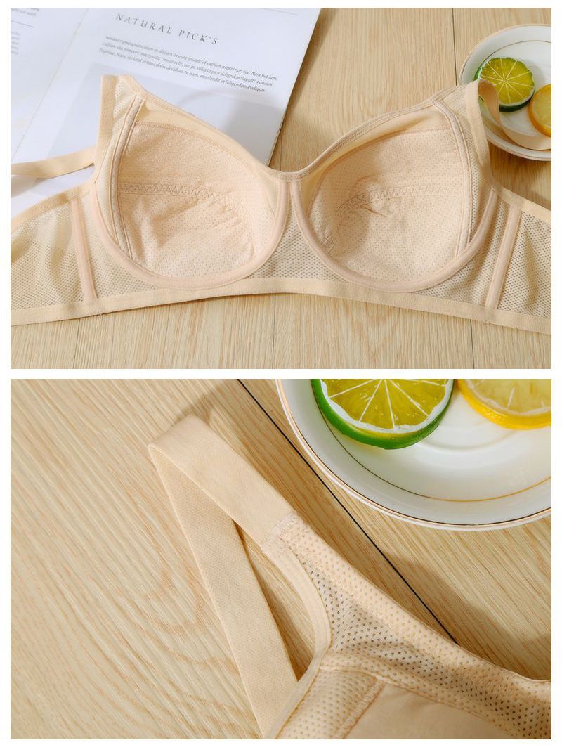 内衣女学生大学少女文胸高中生棉c杯大码内衣大胸显小无钢圈薄款胖mm