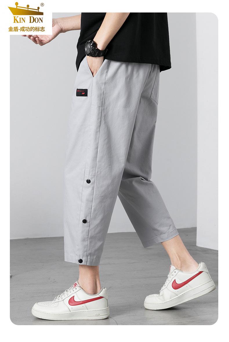 金盾裤子男运动休闲八分裤男士夏季新款韩版潮流8分直筒裤棉质男裤