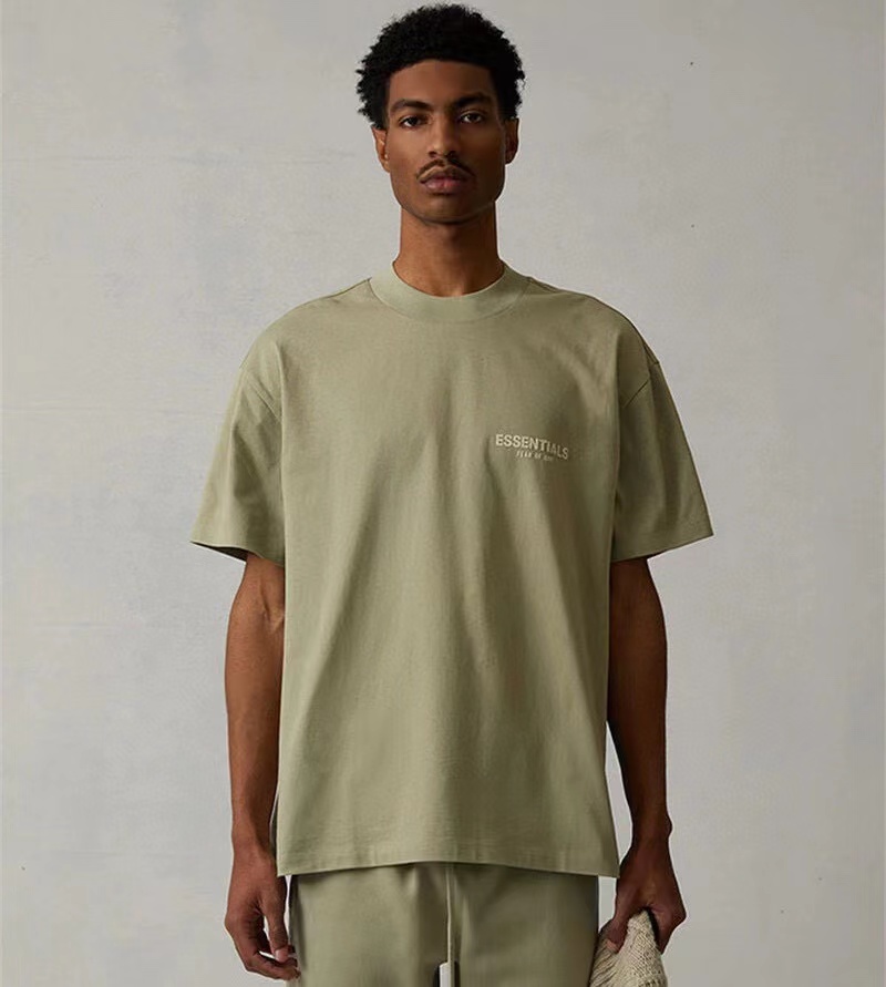 fear of god fog复线essentials 1977短袖植绒印花高街宽松t恤 麦秆色