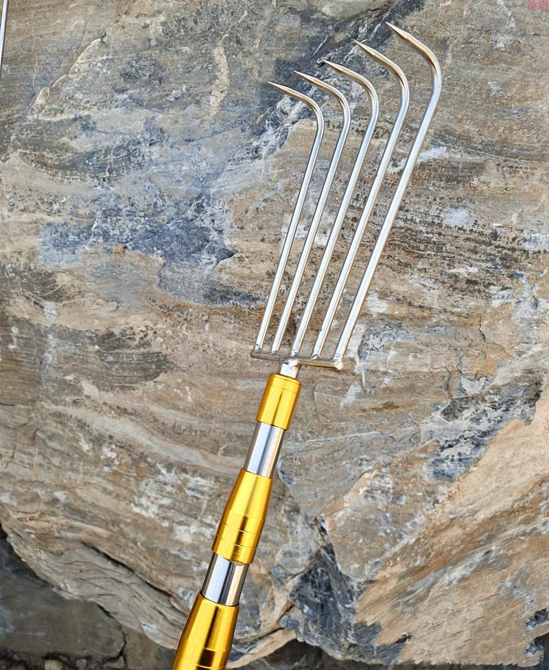 除水草耙子钓鱼捞水草搂草神器赶海小耙子不锈钢抄网杆配件打捞钩八齿