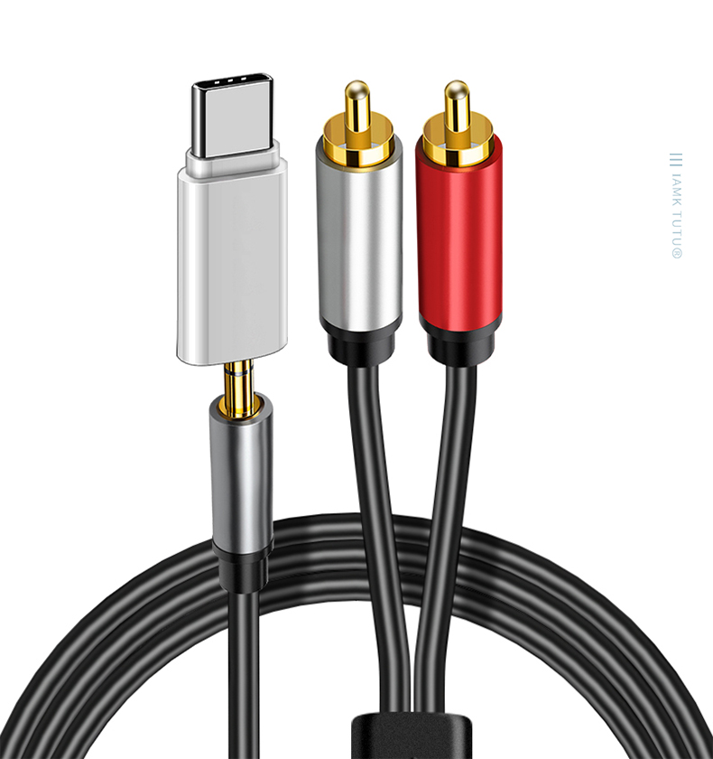 音频线一分二35mm转接头双莲花头typec接口s21三星note20手机s21ultra