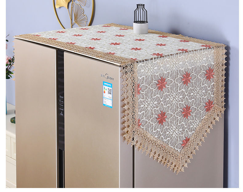 冰箱盖布防尘布装饰对开门单双开门冰箱洗衣机罩蕾丝多用盖巾 花颜