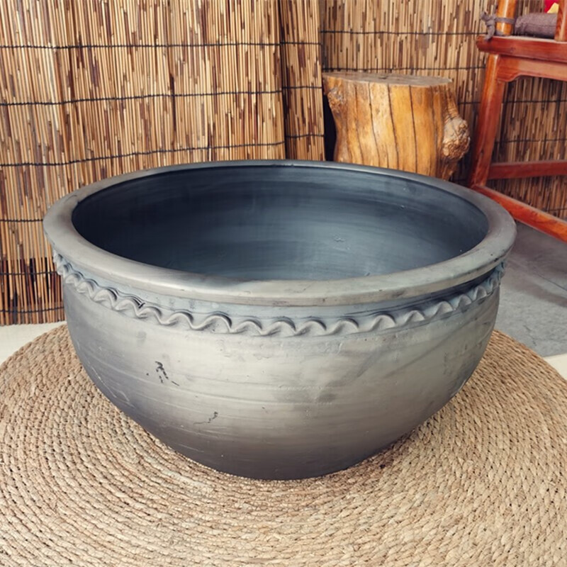 陶瓷缸盆荷花缸 户外陶瓷鱼缸 大号捡漏鱼盆黑陶老北京鱼盆荷花盆碗莲