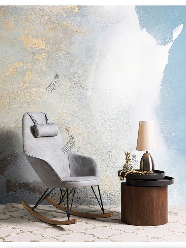 北欧手绘抽象艺术轻奢涂鸦壁纸客厅电视背景壁布定制无缝墙布特丽珑丝