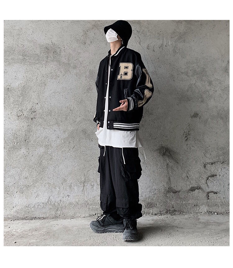 世纪男孩centuryboy高街机能风工装夹克外套男宽松原宿毛呢棒球服潮牌
