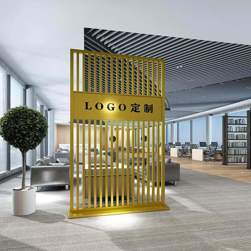 中式隔断 现代铁艺隔断屏风形象墙办公室装饰简约可移动背景墙前台