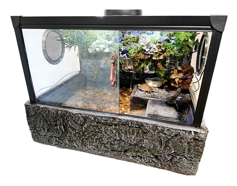 乌龟缸带晒台水龟饲养缸草龟缸角蛙水陆缸雨林缸半水龟缸豪华龟缸定制